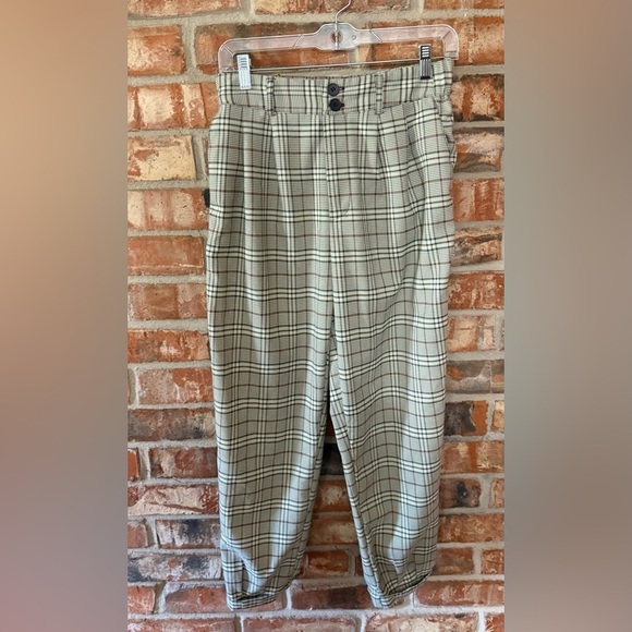 Full Tilt Pants - Full Tilt Black and Cream cuffed Plaid Trouser Pants